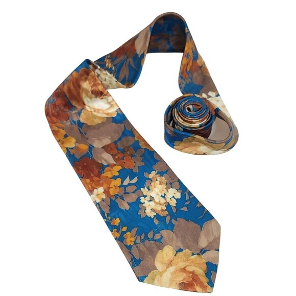 Men's Camden Court Teal Neutral Floral Neck Tie Made in the USA Stylish Fashion - Picture 1 of 7